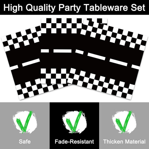 96 Pcs Race Car Party Plates and Napkins Sets, Racing Car Race Track Party Supplies Disposable Tableware for Boys/Kids