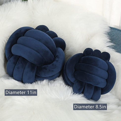 PUXU Blue,11in/28cm) Knot Pillow Ball Round Cushion Pillows, Children Room Decoration Plush Toys Calming Stress Relief
