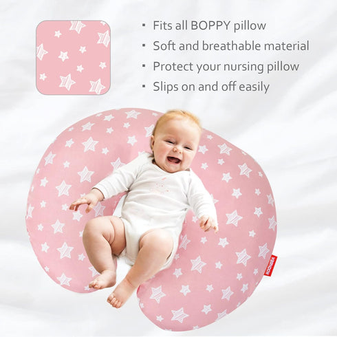 Pink Star Nursing Pillow Cover - Soft & Snug Fit for Boppy