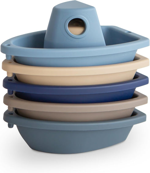 mushie Stackable Bath Boats Toy (Ocean) | Floating Bathtub Toys for Baby