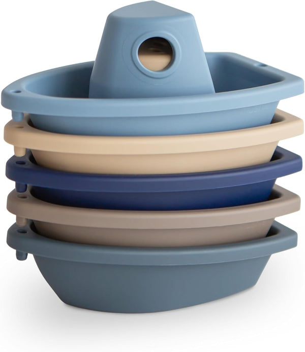 mushie Stackable Bath Boats Toy (Ocean) | Floating Bathtub Toys for Baby