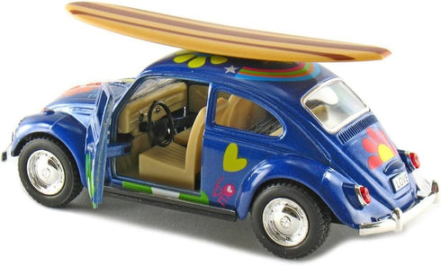1967 5 Inch 1:32 (SetOf4 KiNSMART - Volkswagen Classic Beetle Scale Die Cast Metal Model Toy -Surfboards)