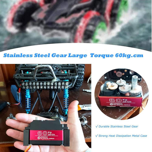 ANNIMOS 60KG 8.4V 1/5 270 Digital Servo High Voltage Stainless Steel Gear Large Torque High Speed Waterproof Baja