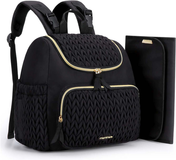 mommore Small Diaper Bag, Stylish Baby Backpack with Insulated Pockets, Changing Pad, and Stroller Straps