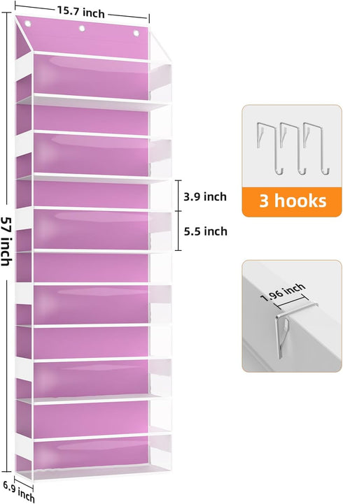 6 Over the Door Organizes- Tier Stuffed Animal Storage, Bathroom Organizers and Storage, Swing-proof Hanging Organizer