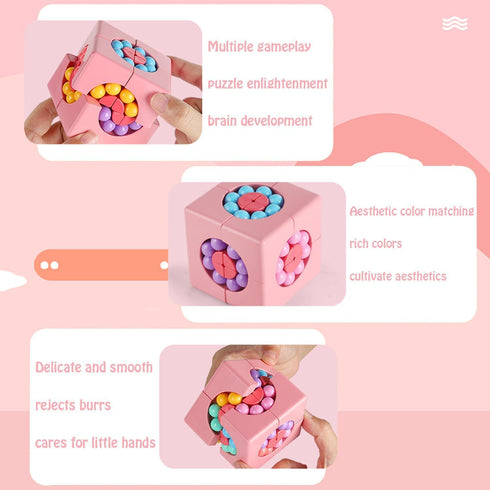 YUDANSI Magic Bean Puzzle Toy, Rotating Cube Educational Puzzle for Kids Age 3+, Brain Teaser Gift for Boys Girls