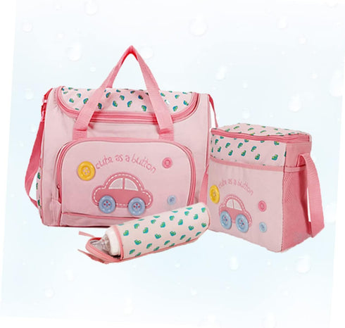 Set Large Capacity Diaper Bag for Moms Multi-Functional Travel Tote Changing Pad Stylish Car Pattern for Baby Nursing