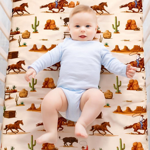 FIGEPO 4 Pack Western Cowboy Crib Sheets Neutral Breathable Fitted Baby Sheets Nursery Sheets for Baby Boys or Girls