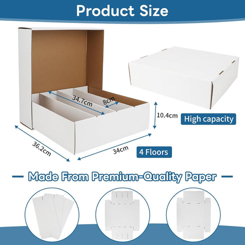 HIMOMO Collector Card Storage Box - 3120 Count for Trading Cards, White Sports Card Boxes (6 Set)