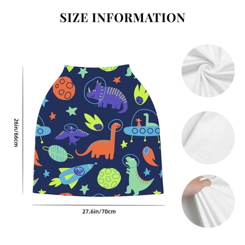 Schgap Dinosaurs Space Car Seat Covers for Baby, Nursing Cover Breastfeeding Baby Carrier Cover Stretchy Carseat Canopy
