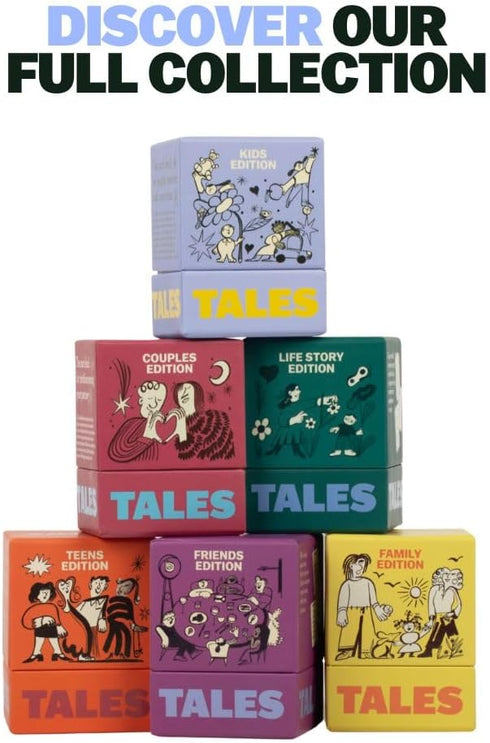 150 TALES Family Edition Conversation Cards for Family Game Night, Adults, Teens, and Kids, Family Dinners