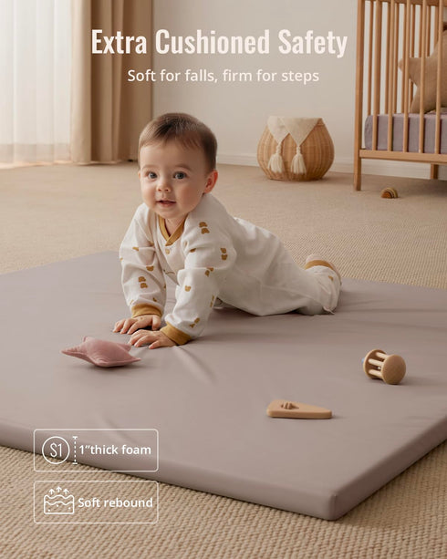 50x50 Blissful Diary Vegan Leather Baby Play Mat, Thicken Foam Cushioned & Waterproof Playpen Mat for Infants