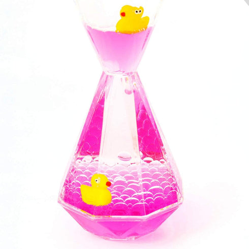 YUE Motion Liquid Motion Bubbler, Floating Sea Creatures, Diamond Shaped Timer, Purple Liquid with Duck Toys