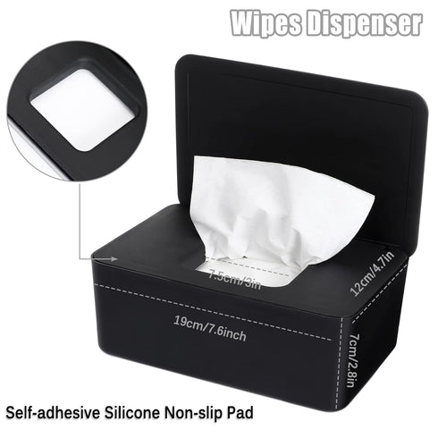 NOVWANG Wipes Dispenser, Baby Wipe Holder, Refillable Container for Bathroom Wipes, Black