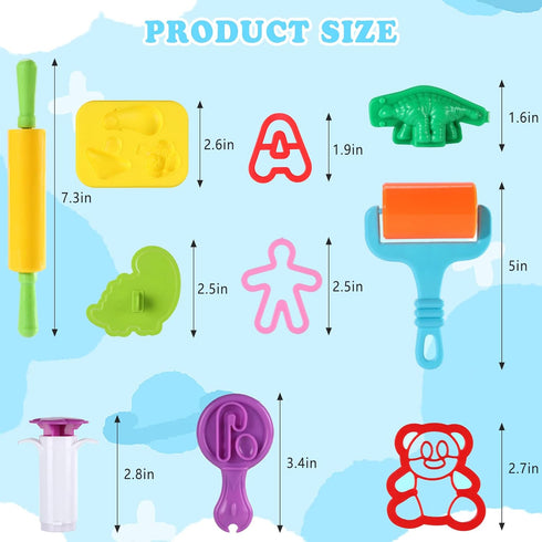 144 Set 3-8 PCS Dough Tools for Kids Ages Includes Letter & Number Cutters, Animal Cutters, Dinosaur Molds, Extruder