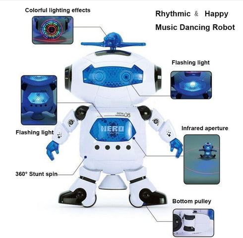 Musical Dancing Walking Robot Toy for Kids, 360° Body Spinning, Flashing Lights, Fun Figure Toy for Toddlers