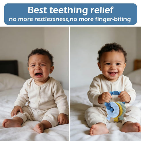 3+ Baby Keys Teether Toys,Silicone Teething Toys for Months,Teething Keys Toy for Infants-Soft & Raised Texture