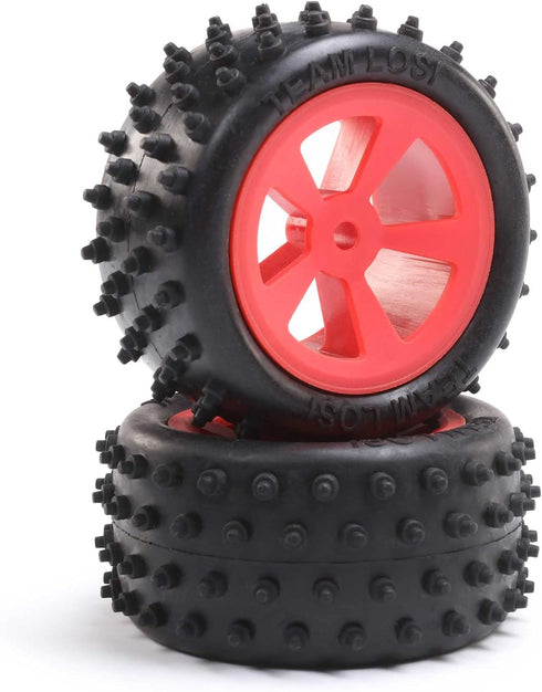Losi 4 Row Rear Tires Mounted Red 2 Mini JRX2 LOS41023 RC Tire