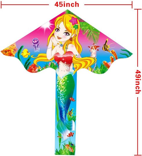 HENGDA KITE Beautiful Mermaid Kite for Kids, Easy to Fly and Assemble