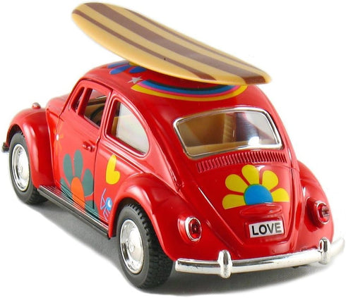 1967 5 Inch 1:32 (SetOf4 KiNSMART - Volkswagen Classic Beetle Scale Die Cast Metal Model Toy -Surfboards)