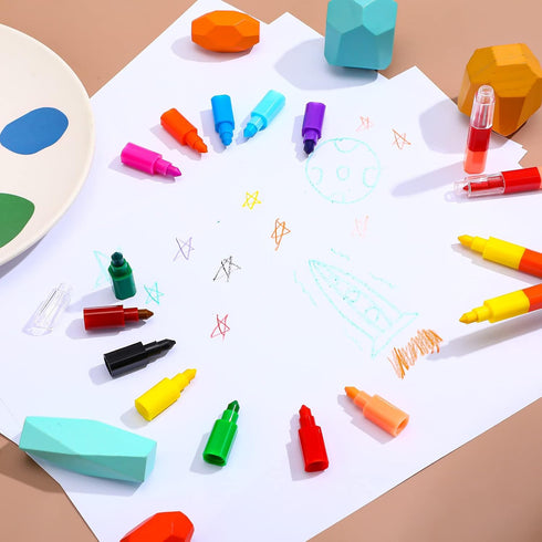 20 Pcs Stackable Crayons, Colorful Buildable Crayons for School Office Birthday Party, 12 Colors