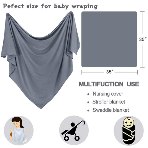 OWLOWLA Newborn Swaddle Set - Stretch Wrap Swaddle Receiving Blanket for Baby Boy Girl (Dim Gray)