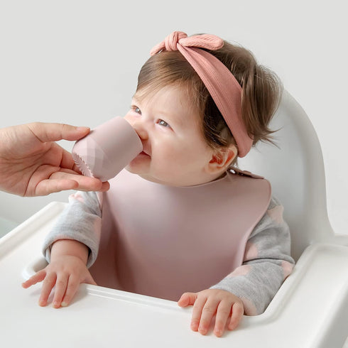 Silicone Baby Utensils - Self Feeding Spoons and Tiny Training Cup, Set of 4 for 6 Months+ Infants