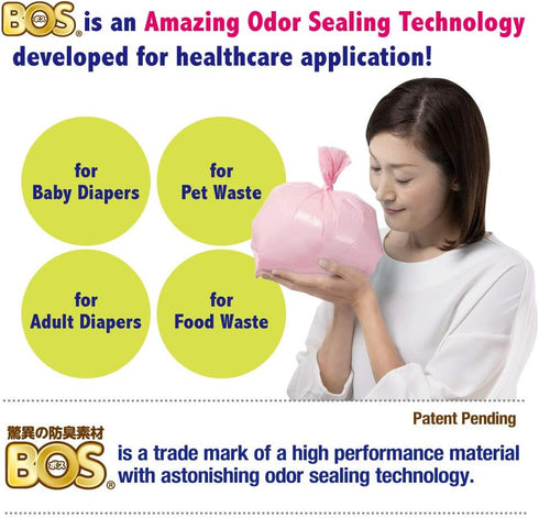 (90 count, Pack 2) (180 BOS Amazing Odor Sealing Baby Diaper Disposal Bags - Durable and Unscented [Size: M, Color: