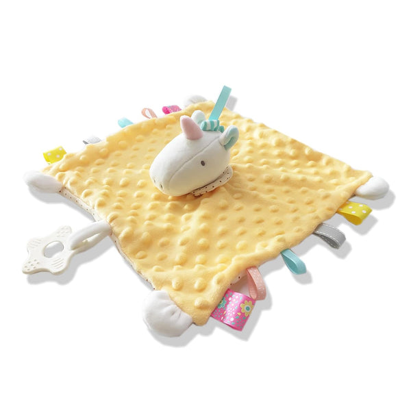 Yellow Unicorn Security Blanket with Tags Lovey Teether Toys Infant Stuffed Animal