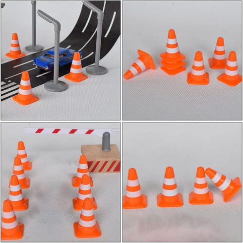 STOBOK 7pcs Traffic Cone - Miniature Traffic Signs Toys for Kids, DIY Traffic Roadblock Educational Toys