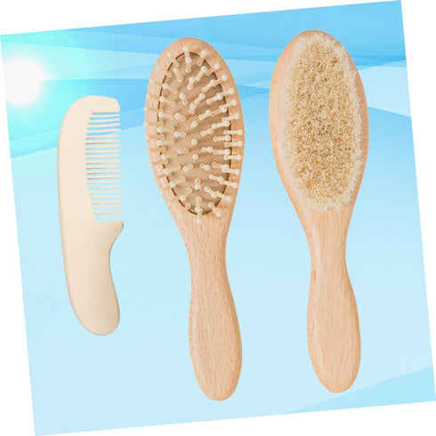 Set Abaodam Newborn Grooming Kit Wooden Comb Brush Bath Accessories Wool Brush Scalp Massage Tools Hair Use