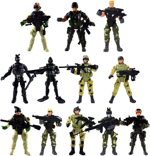 12 Pack Military Soldier Special Forces SWAT Counter-Strikes Elite Model with Weapon