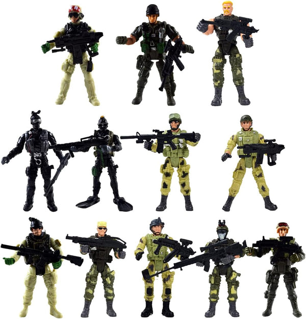 12 Pack Military Soldier Special Forces SWAT Counter-Strikes Elite Model with Weapon