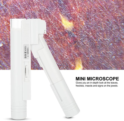 Handheld 100X Magnifier with Light, Mini Pocket Microscope for Kids Aged 3-12 Years, Student Gifts