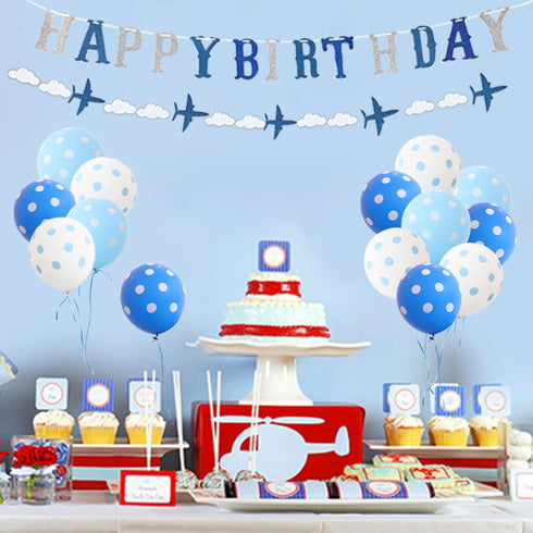 Airplane Birthday Decorations, Airplane Balloons and Birthday Banner for Boys Party Supplies