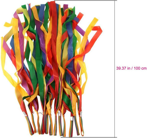 Rainbow Dance Ribbons - 12PCS Rhythm Ribbon Streamers for Kids, Bright & Multi-Colored