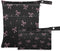 Haskirky Pink Bows Black 2 Pcs Cloth Diaper Wet Dry Bags,Waterproof and Washable
