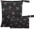 Haskirky Pink Bows Black 2 Pcs Cloth Diaper Wet Dry Bags,Waterproof and Washable