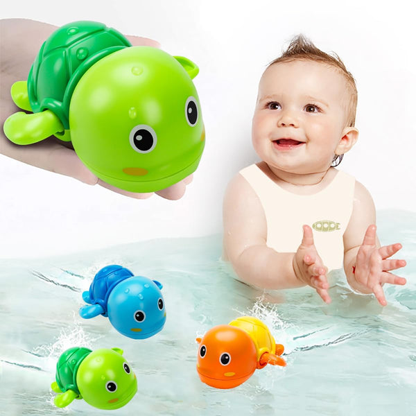 Cute Swimming Turtle Bath Toys for Toddlers 1-3, 3 Pack Water Pool Floating Wind Up Toys for 1 Year Old Gifts