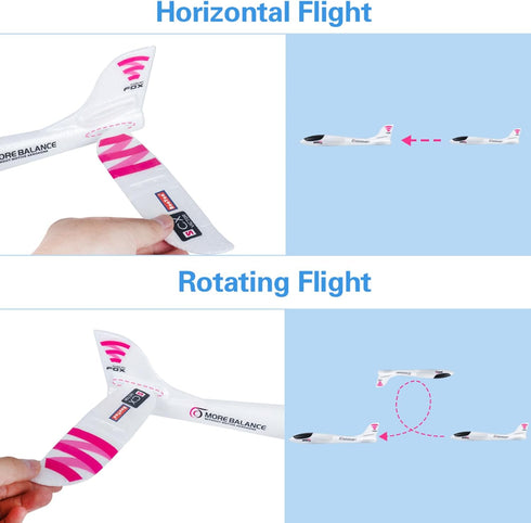 BooTaa 4 Pack Toy Airplanes - 17.5" Large Throwing Foam Planes with 2 Flight Modes, Outdoor Sport Game Toys