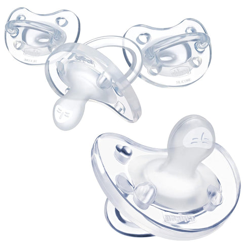 Chicco PhysioForma Pacifier - 100% Soft Silicone One Piece for Babies 0-6 Months, BPA & Latex Free, Pack of 4