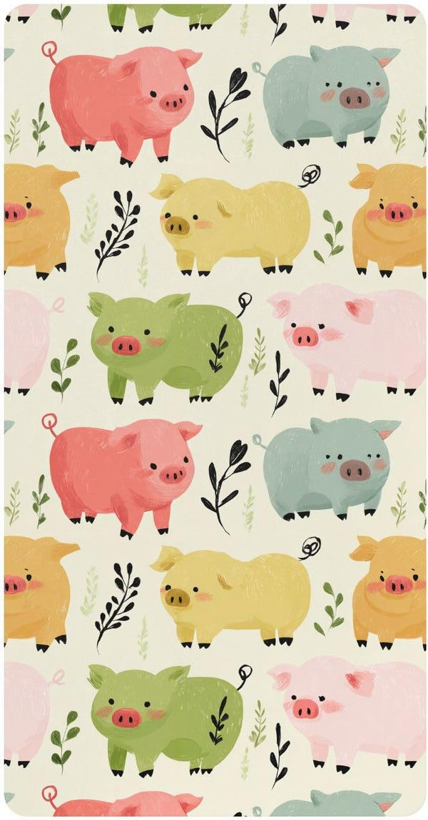 miaozhen Cotton Crib Sheets for Baby Boys Girls Soft Stretchy Funny Garden Pig