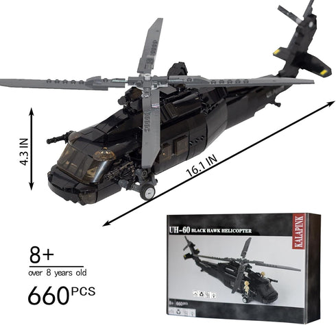 KALAPINK UH60 Set (660 (8+Years) Black Hawk Helicopter Model, Military Plane Building Blocks Pieces) for Army Airplane