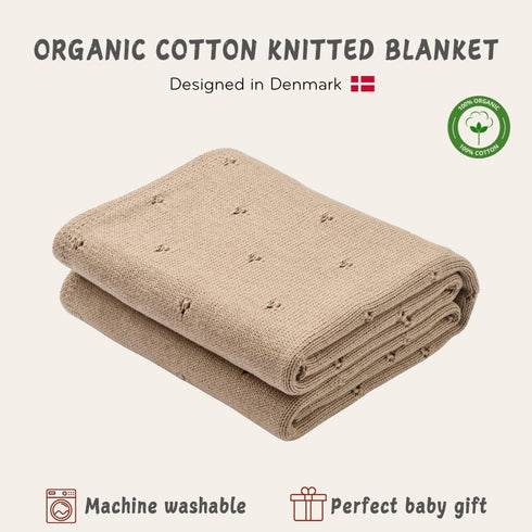 100% 40" 30" Organic Cotton Knit Baby Blanket for Boys and Girls- Pointelle Swaddle Blanket - x Soft Receiving Blanket