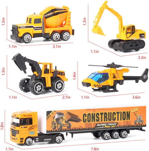 Set 3 4 5 Jenilily Construction Toys Truck Die-cast Vehicle Transporter Car Excavator Dump Truck Digger Backhoe