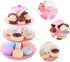 Food Pretend Play Toy Set, Sweet Treats 3-Tier Colorful Cookies Desserts Tower for Kids