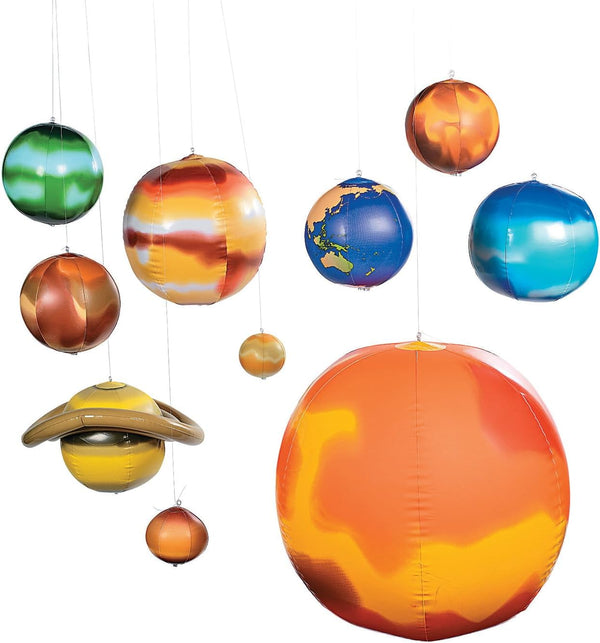 Fun Express Inflatable Solar System Model Kit - 10 Piece Educational Space