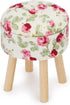 1:12 Dollhouse Stool Miniature Round Upholstered Scale Wooden Stool Ornament Dollhouse Furnishing Accessories Mini