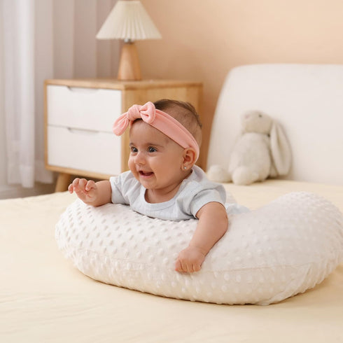 Nursing Pillow Cover, Plush Dot Breastfeeding Pillow Cases Slipcover Pillow Sham (Beige)