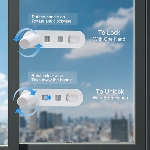 ILORVIUN Closet (White-Count 4) Childproof Sliding Glass Door Lock, Baby Safety Slide Window Locks for Kids Proof Patio